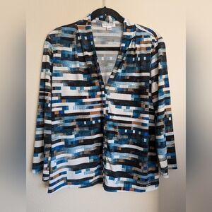 Calvin Klein Geometric Striped Blouse Size L